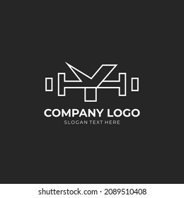 Letter Y Logo With barbell. Fitness Gym logo. fitness vector logo design for gym and fitness