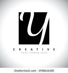 Letter Y Logo With Black and White Letters Negative Space Design