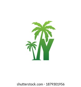 Letter Y logo and  coconut tree icon design vector illustration