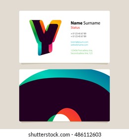 Letter Y logo with colorful business card template design. Overlay logo.