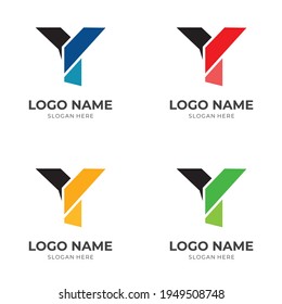 letter Y logo concept with flat colorful style.