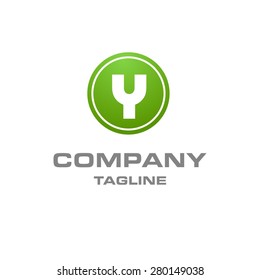 Letter y logo , creative green circle , Elegant calligraphic , Company logo design . vector illustration