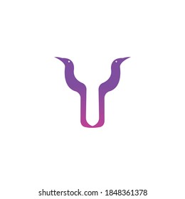 letter y logo creative illustration bird template with color for company vector