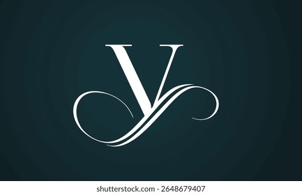 Letra y logotipo design com um fundo azul. Moderna moda inicial luxo y carta logotipo design. Modelo de vetor de design de logotipo da carta real premium y.