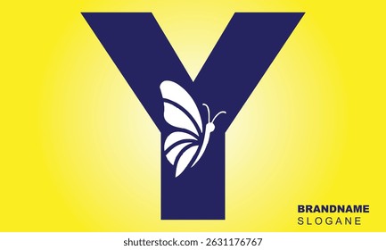 letter Y logo design with butterfly illustration logo concept