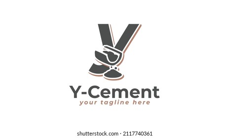 Letter y logo design and cement mix. vector