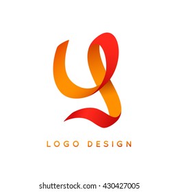 Letter "Y" logo design. Colorful ribbon.