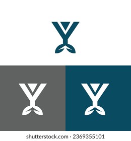 Letter Y logo design concept negative space style. 
Abstract sign constructed from check marks.
 Vector elements template icon.