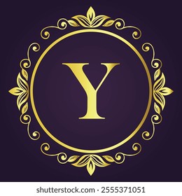 Letter Y Logo Design, Creative Minimal YY Monogram. abstract vector logo monogram. Y Flower logo Wedding logo. Elegant monogram. Illustration of wedding monogram with flower frame.
