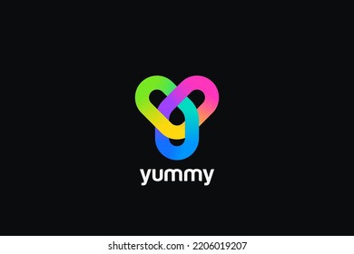 Letter Y Logo Design Geometrischer Loop Unendliche Vektorvorlage Farbige Linearstil. Monogram Logotype Looped Infinity Form Concept Icon.