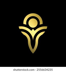 letter "Y" logo design with illustration of flower buds in gold gradient color. This logo features the letter "Y" combined with flower bud elements, creating a sophisticated and classy impression.