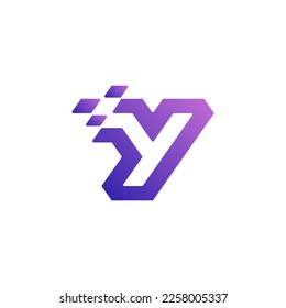 Diseño del logotipo de la letra Y, logotipo digital inicial Y