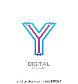 Letter Y Logo Design, Linked shape square, Technology and digital, Connection vector logotype