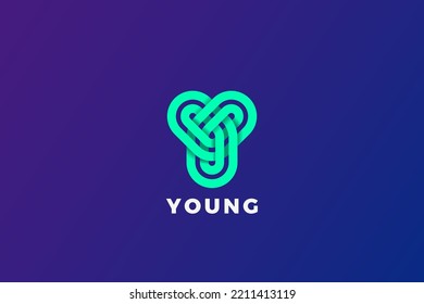 Letter Y Logo Design Loop Infinite vector template Linear style. Monogram Logotype Looped Infinity shape concept icon.