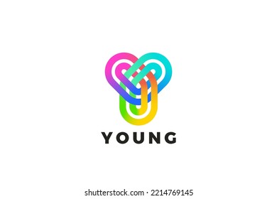 Letter Y Logo Design Loop Infinite vector template Colorful Linear style. Monogram Logotype Looped Infinity shape concept icon.