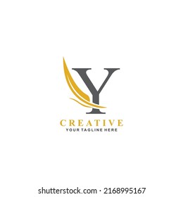 letter Y logo design with luxurious and beautiful feather ornaments.. Monograms. Y. typography. feather logo. initial letter logo. suitable for company, business, hotel, boutique, wedding, etc