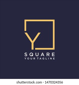 letter Y Logo design with square frame line art. business consulting concept. studio icon - vector