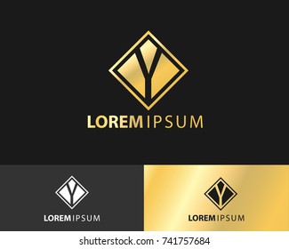 letter Y logo design, with a stylish square and elegant colors