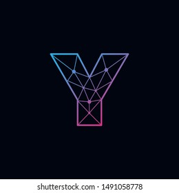 Letter Y Logo Design Template. Network Connection Artificial Intelligence Technology. Technology Digital logo with element dot , circuit, line, chip, concept. network icon, connect concept - Vector