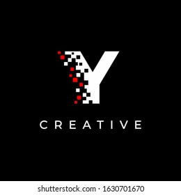 Letter Y logo design template with with debris effect