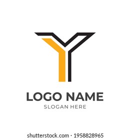 letter Y logo design template concept vector with flat yellow and black color style