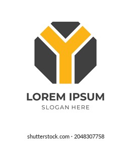Design-Design-Konzept für Buchstaben Y-Logo, Vektorgrafik mit flachem schwarz-gelbem Farbstil