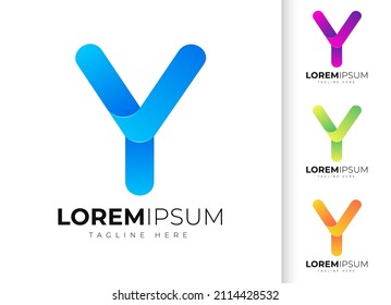 Letter y logo design template. Creative modern trendy y typography and colorful gradient