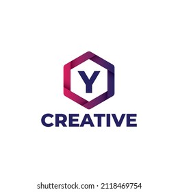 Letter Y logo design template, hexagonal logo with gradient color, modern style isolated on white background.