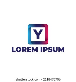 Plantilla de diseño del logotipo de la letra Y con estilo colorido, concepto de logotipo con estilo de futurismo retro aislado en fondo blanco