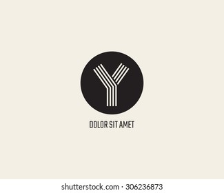 Letter Y logo design template. Line vector symbol. Abstract image of the road.