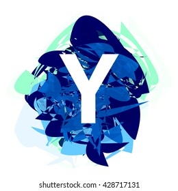 Letter Y,  logo design template element, letter on blue abstract, font style, vector illustration