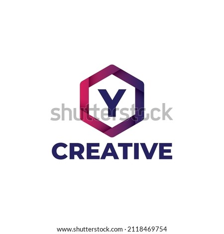 Letter Y logo design template, hexagonal logo with gradient color, modern style isolated on white background.