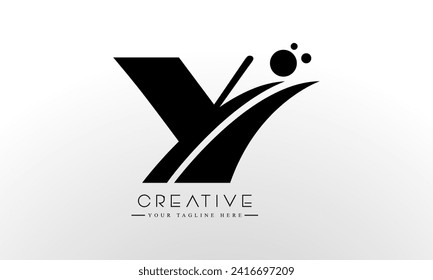 Letter Y Logo Design Vector with Curved Swoosh Lines and Creative Look.