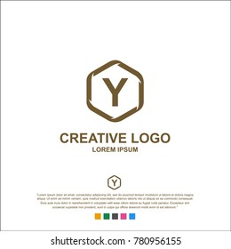 letter y, y logo, y letter design. word type logo.  abstract. The logo comes from a hexagon. vector.