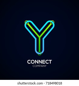 Letter Y Logo Design,Circle shape, Link, Technology and digital, connection vector logotype