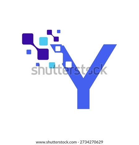 Letter Y Logo with Digital Rounded Squares