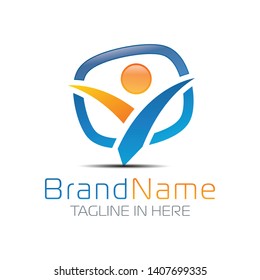Letter Y logo formed person symbol with simple and modern shape