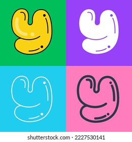 Letter Y logo. Funny bold childish style font. Overlapping line with multicolor background. Ideal for colorful applications, street art design, bright advertising, toy packaging, multimedia identity.