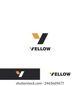 Letter Y logo geometric design vector in yellow and grey black color. Initial Y Logo 180524
