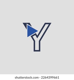 Letter Y Logo Geometric Triangle Play button Vector. Y logo multimedia and play logo technology and digital connection.