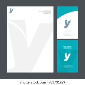 Letter Y Logo icon with business card and letter head.  Stationery vector template. 