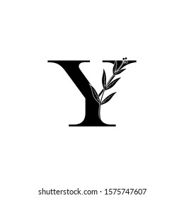 Letter Y logo icon, Monogram vintage design concept floral leaves and flowers with letter Y for initial, luxuries business, hotel, wedding service and more brand identity.