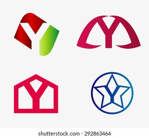 Letter y logo icon set
