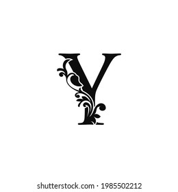 Letter Y Logo Icon Template. Black and white vector design swirl ornate  elegant decorative style.