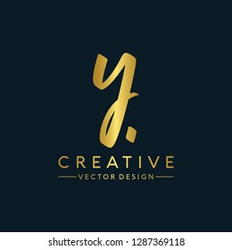 Letter Y Logo Initial. Gold Letter Design Vector Golden Luxury Colors
