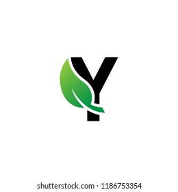 Letter Y logo with leaf element, Arbor Day. Ecology concept