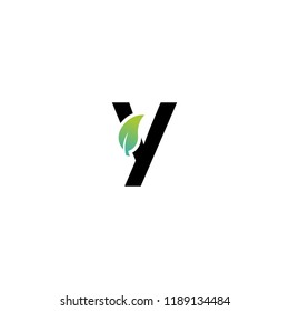 Letter y logo with leaf element, Arbor Day. Ecology concept