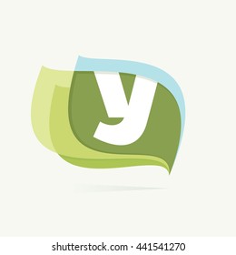 Letter Y logo in leaves or flags icon. Colorful vector design for banner, presentation, web page, app icon, card, labels or posters.