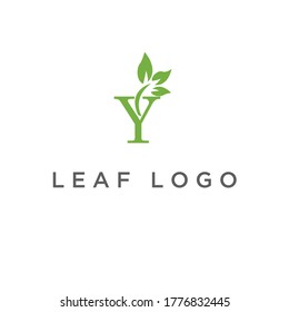 Letter Y logo and leaves for medical health