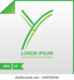 Letter Y Logo modern green color for the business or icon .  Letter Y Design Vector. isolated on the gray gradien background 